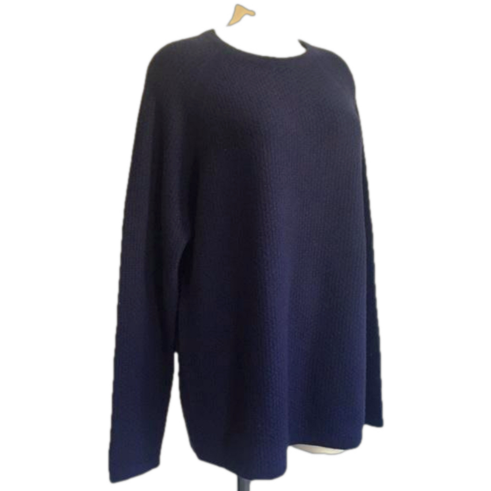 Nwot TAHARI PURE LUX 100% cashmere dark blue sweater LARGE